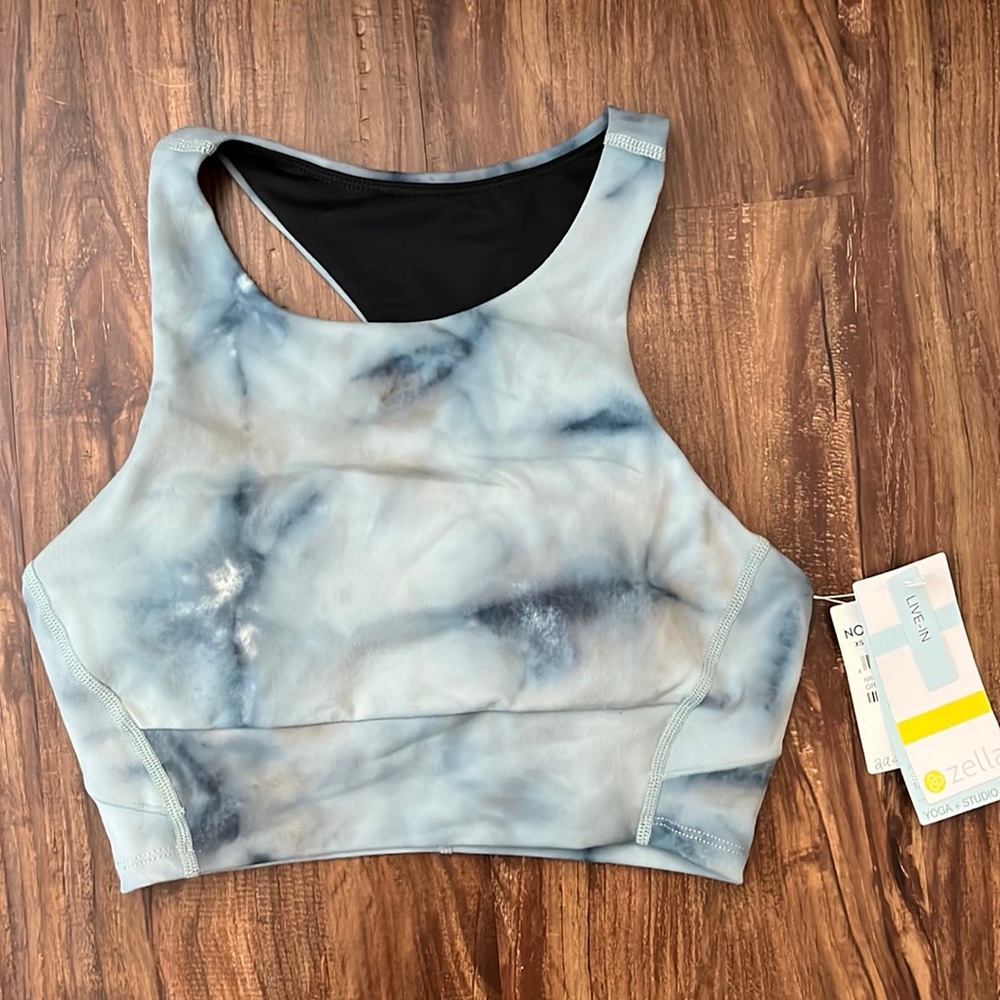 Zella blue tie dye longline sports bra